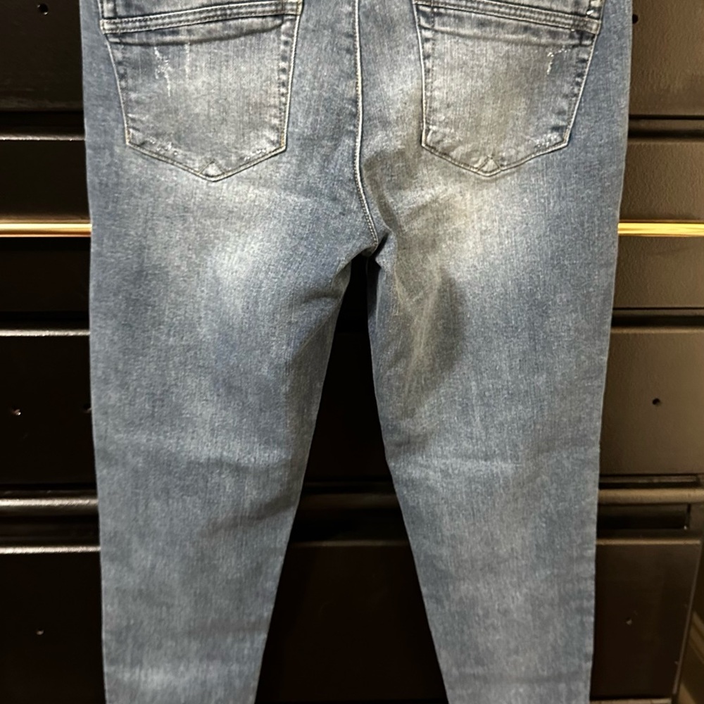 Democracy Blue Denim Jeans with Gold Accents